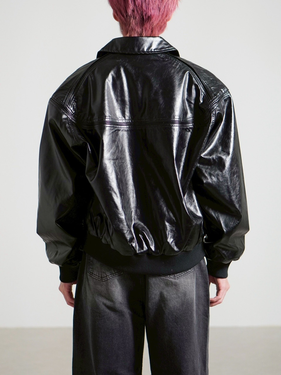 受注制【Chikashitsu +】round stitch non-leather jacket