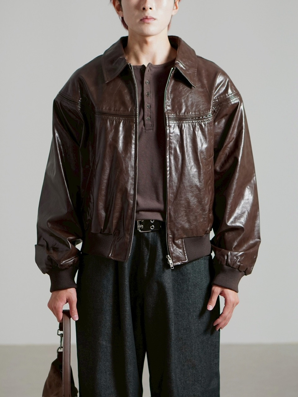 受注制【Chikashitsu +】round stitch non-leather jacket