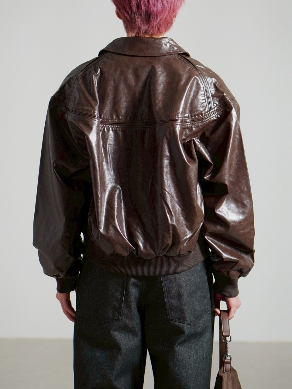 受注制【Chikashitsu +】round stitch non-leather jacket