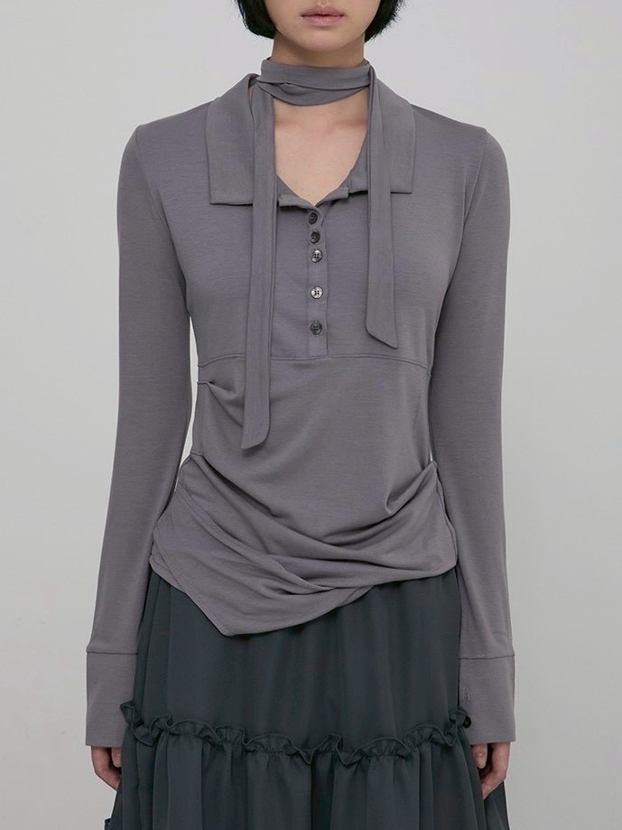 【FLAREUP】Asymmetrical Draped Shirt / 【フレアアップ】アシンメトリードレープシャツ