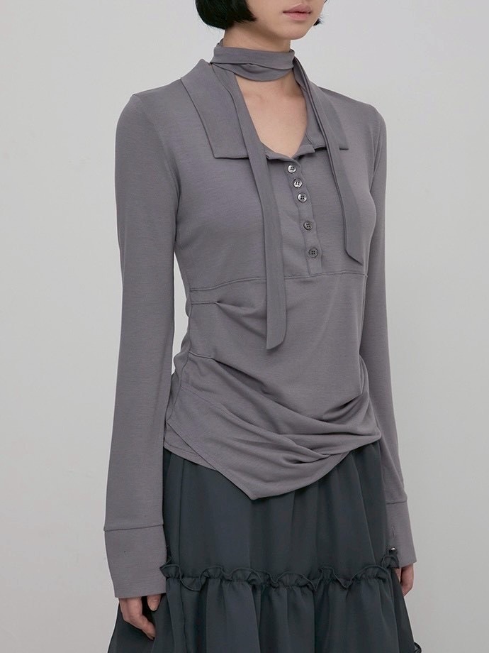 【FLAREUP】Asymmetrical Draped Shirt / 【フレアアップ】アシンメトリードレープシャツ