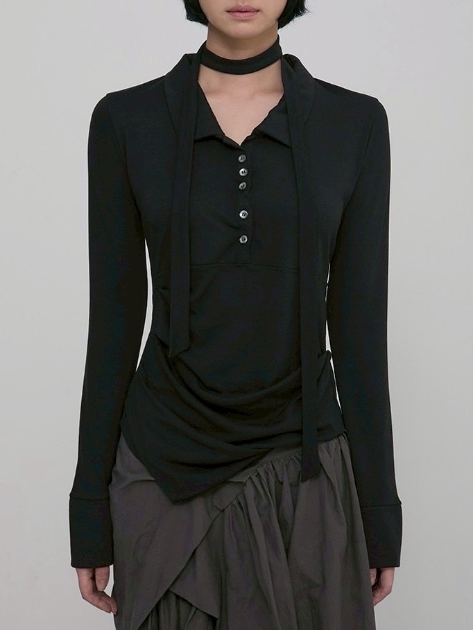 FLAREUP】Asymmetrical Draped Shirt / 【フレアアップ