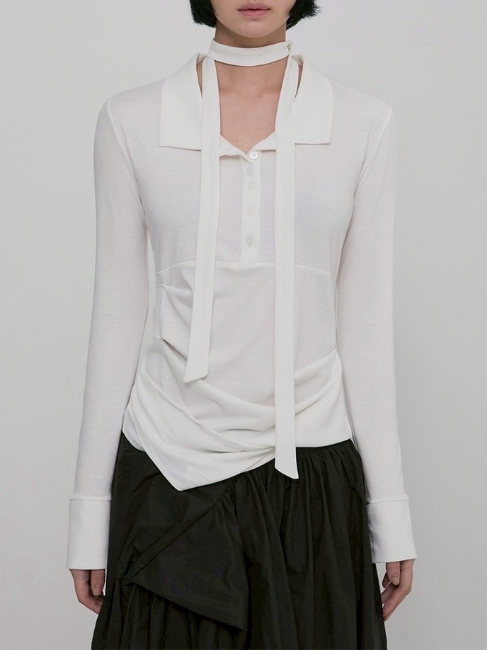 【FLAREUP】Asymmetrical Draped Shirt / 【フレアアップ】アシンメトリードレープシャツ