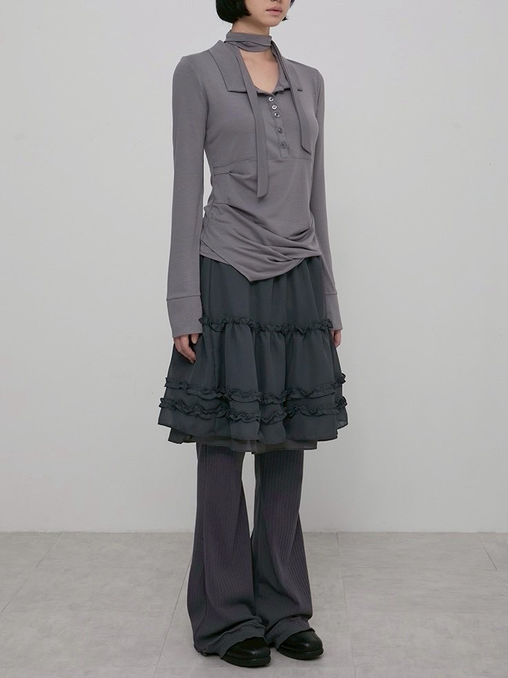 FLAREUP】Asymmetrical Draped Shirt / 【フレアアップ