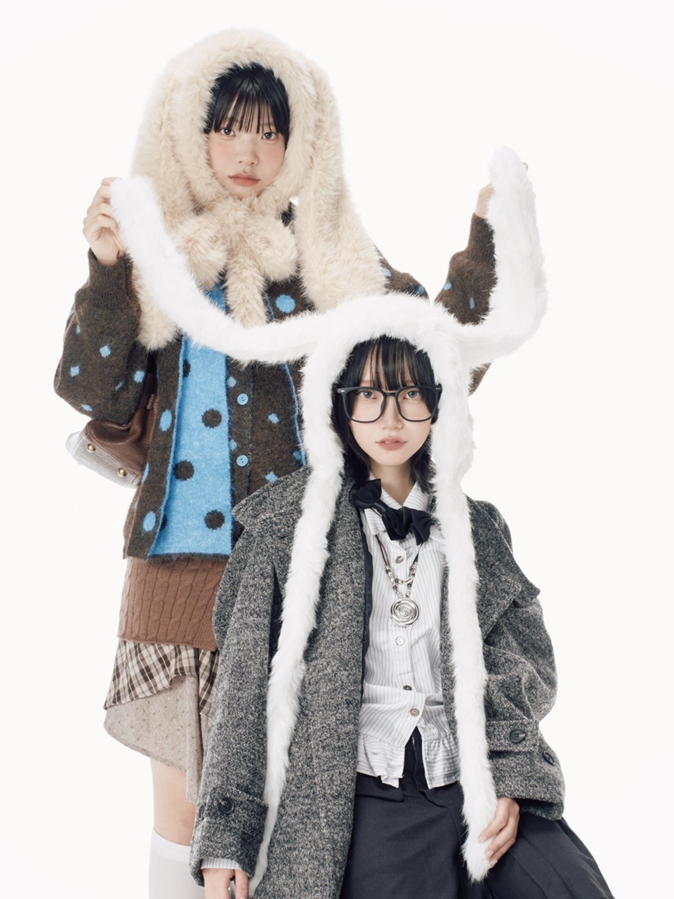 受注制【Nerd out XU】rabbit ears fur baraclava / 【ナードアウトエックスユー】ラビットイヤーファーバラクラバ (2color)