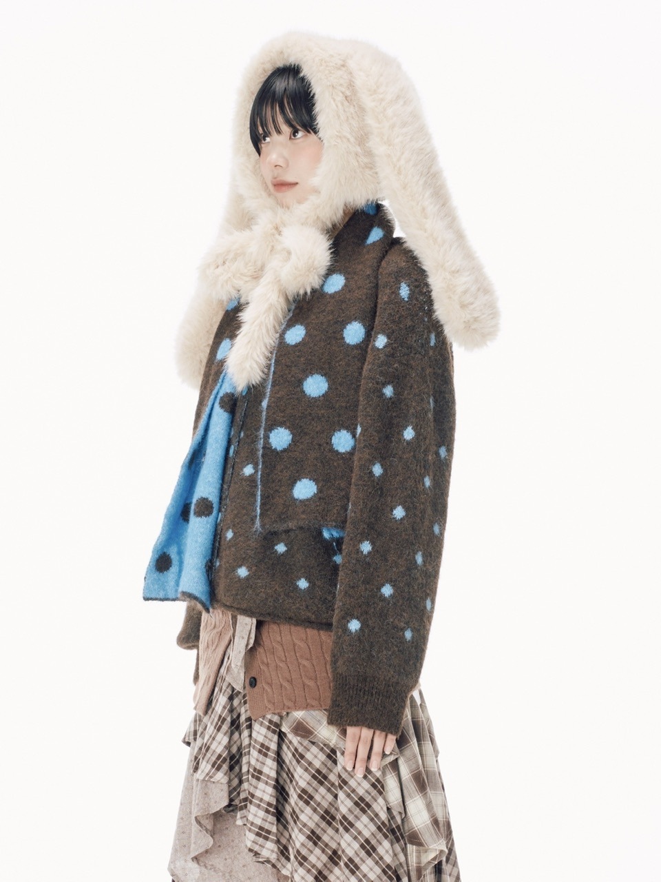 受注制【Nerd out XU】rabbit ears fur baraclava / 【ナードアウトエックスユー】ラビットイヤーファーバラクラバ (2color)