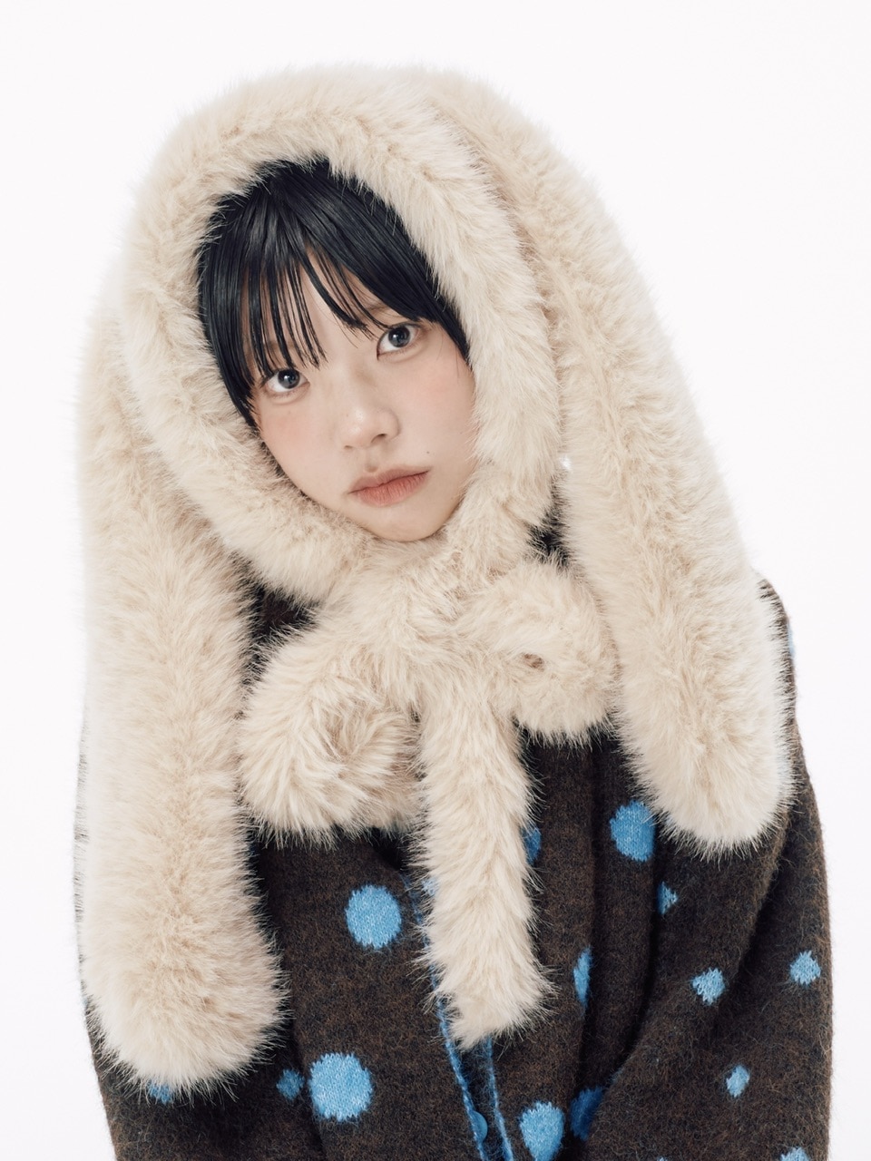 受注制【Nerd out XU】rabbit ears fur baraclava / 【ナードアウトエックスユー】ラビットイヤーファーバラクラバ (2color)