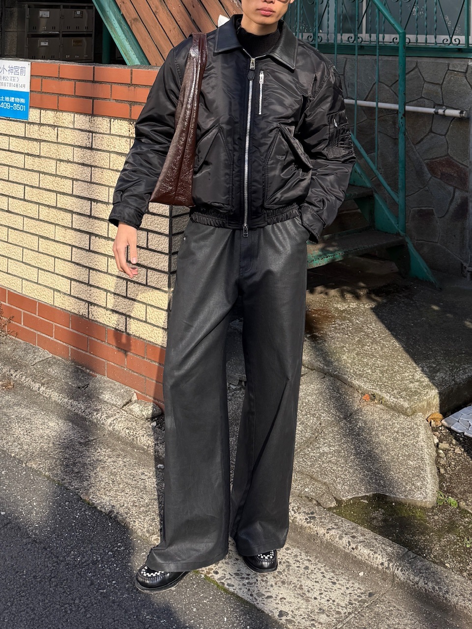 東京店WEB限定受注制【Chikashitsu +】leather collar bomber jacket / 【チカシツプラス】レザーカラーボンバージャケット (2color)
