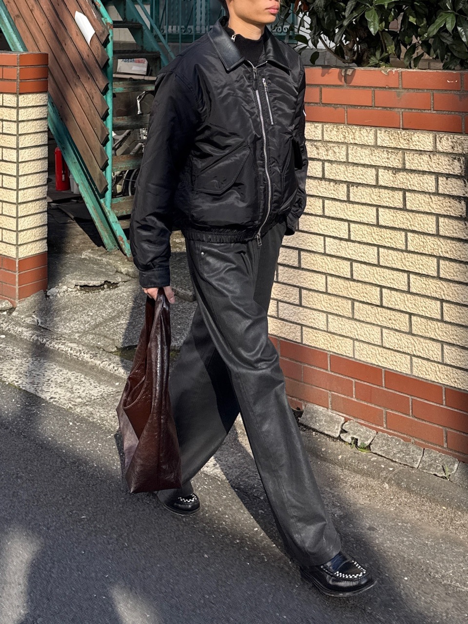 東京店WEB限定受注制【Chikashitsu +】leather collar bomber jacket