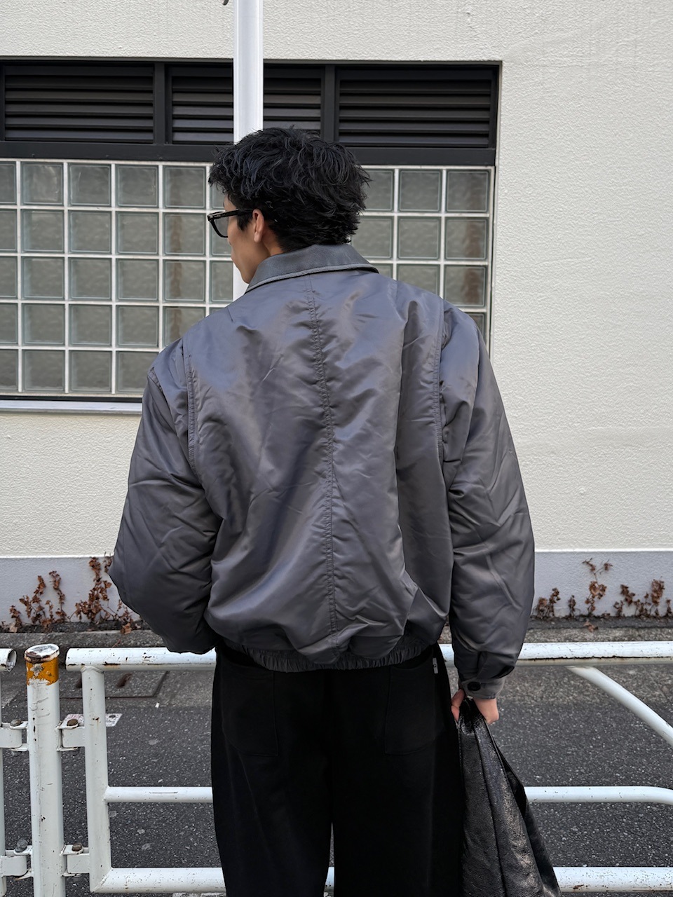 東京店WEB限定【Chikashitsu +】leather collar bomber jacket