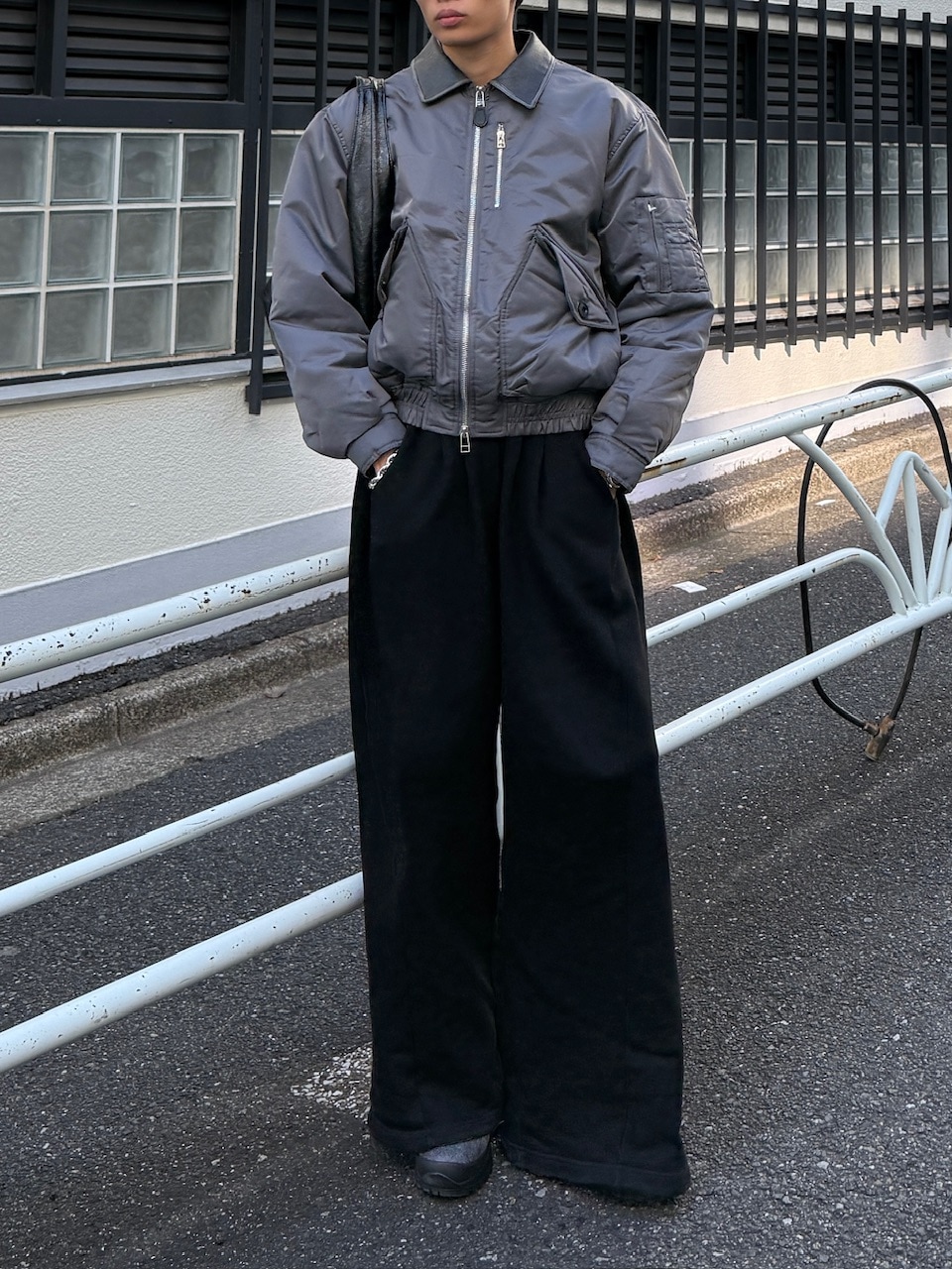 東京店WEB限定受注制【Chikashitsu +】leather collar bomber jacket / 【チカシツプラス】レザーカラーボンバージャケット (2color)