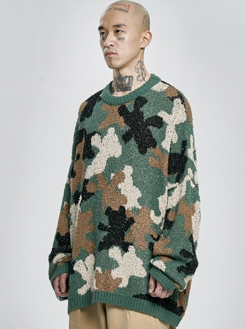 新品　BRIEFING　正規品　CAMO JQ CREW  NECK  KNIT Williamsburg Camo Boxy Crew Sweatshirt