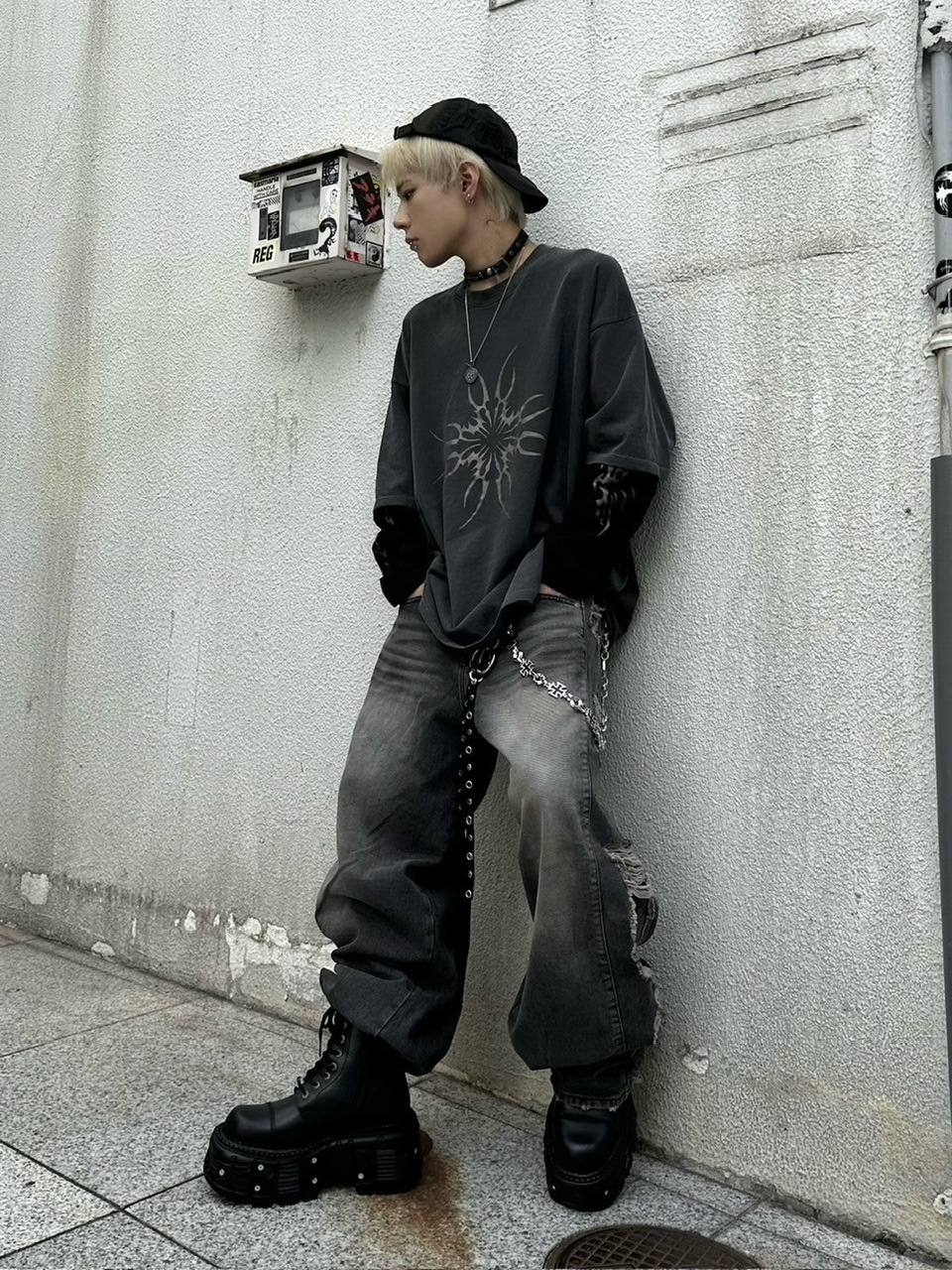 受注制【XU DOG】tribal layered long sleeve tee