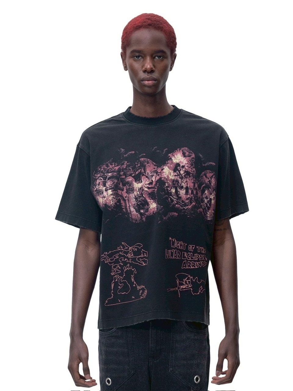 【The Boy Has No Patience】T-SHIRT The Boy Has No Patience】LUMINOUS DAWN RHINESTONE TEE / 【ザ