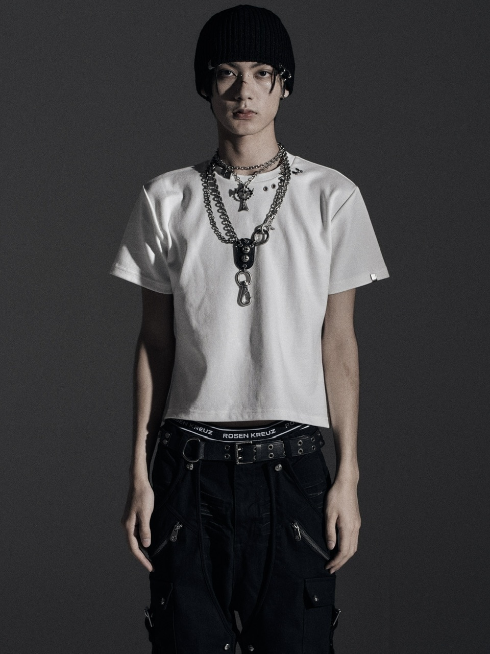 Rosen Kreuz】BOXY FIT LAYERED DAMAGE TEE ROSEN KREUZ】BOXY