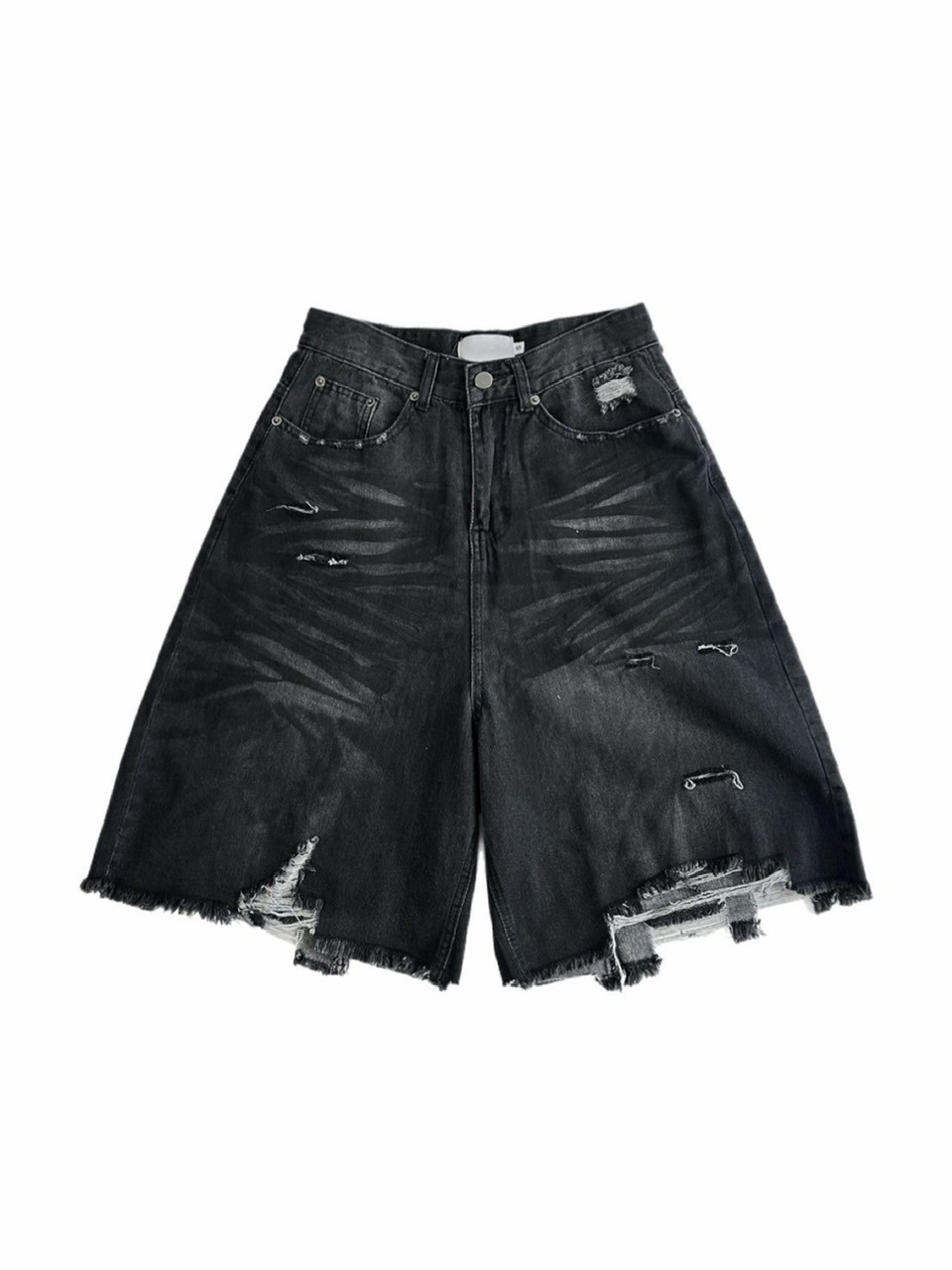 受注制【Chikashitsu +】oiled wash damage bermuda pants / 【チカシツプラス】オイルドウォッシュダメージバミューダパンツ (2color)