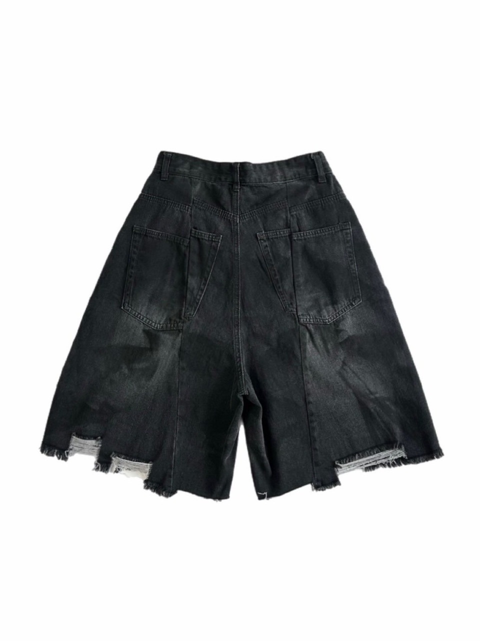 受注制【Chikashitsu +】oiled wash damage bermuda pants / 【チカシツプラス】オイルドウォッシュダメージバミューダパンツ (2color)