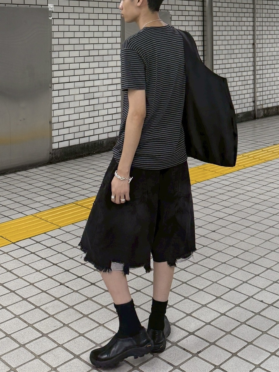 受注制【Chikashitsu +】oiled wash damage bermuda pants / 【チカシツプラス】オイルドウォッシュダメージバミューダパンツ (2color)