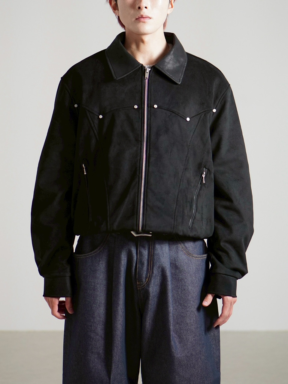 【Chikashitsu +】retro suede jacket ブラック Chikashitsu +】retro suede jacket ブラック 受注制【Chikashitsu +