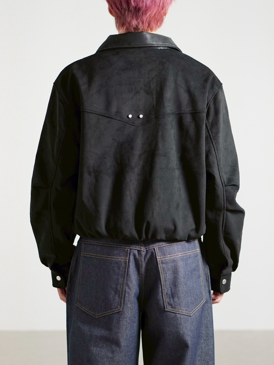 受注制【Chikashitsu +】suede contrast collar jacket