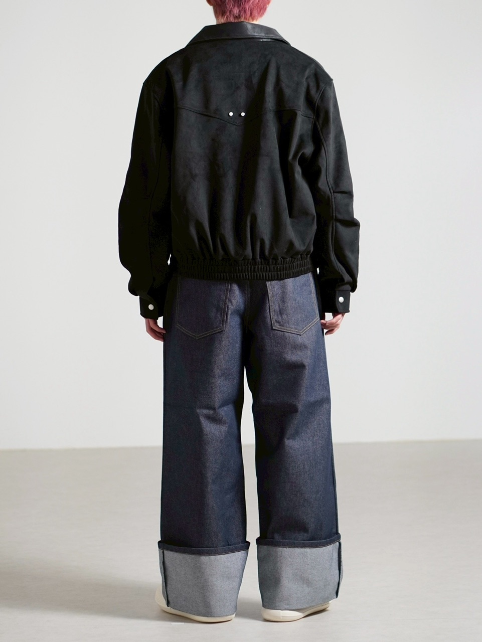 【週末限定値下げ中】SCHOTT ベトジャン　チャコール 受注制【Chikashitsu +】suede contrast collar jacket