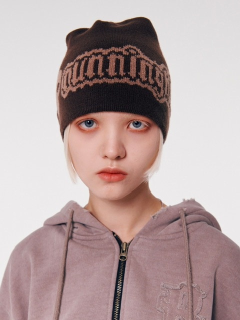 【runningHIGH】SKULL LOGO JACQUARD BEANIE