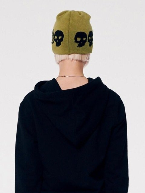 【runningHIGH】SKULL LOGO JACQUARD BEANIE