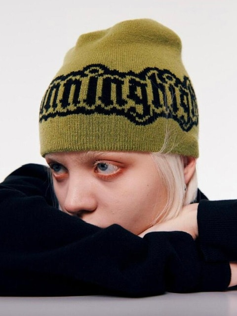 【runningHIGH】SKULL LOGO JACQUARD BEANIE