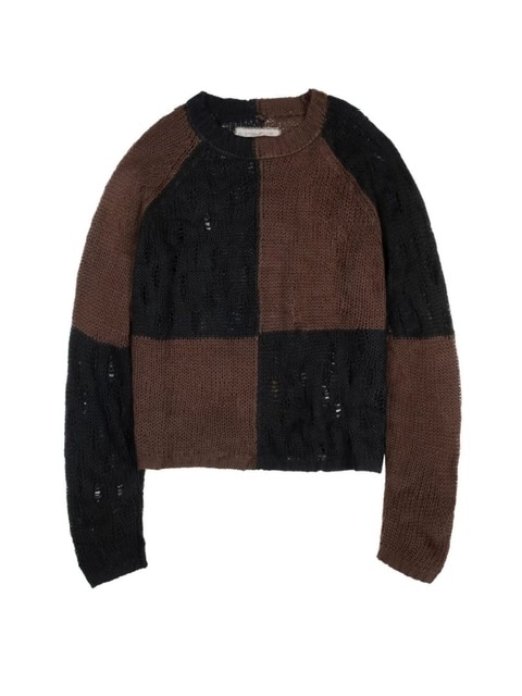 Basketcase バスケットケース穴あき加工バイカラーニットセーター