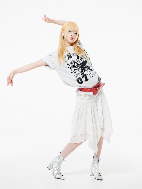 many pleats shirring frillllll skirt