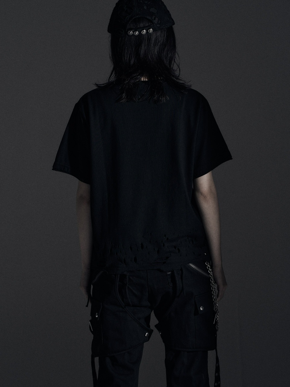 ひより‼️ ROSEN KREUZ ブラック Tシャツ Rosen Kreuz】BOXY FIT LAYERED DAMAGE TEE | OUR BRAND,Rosen