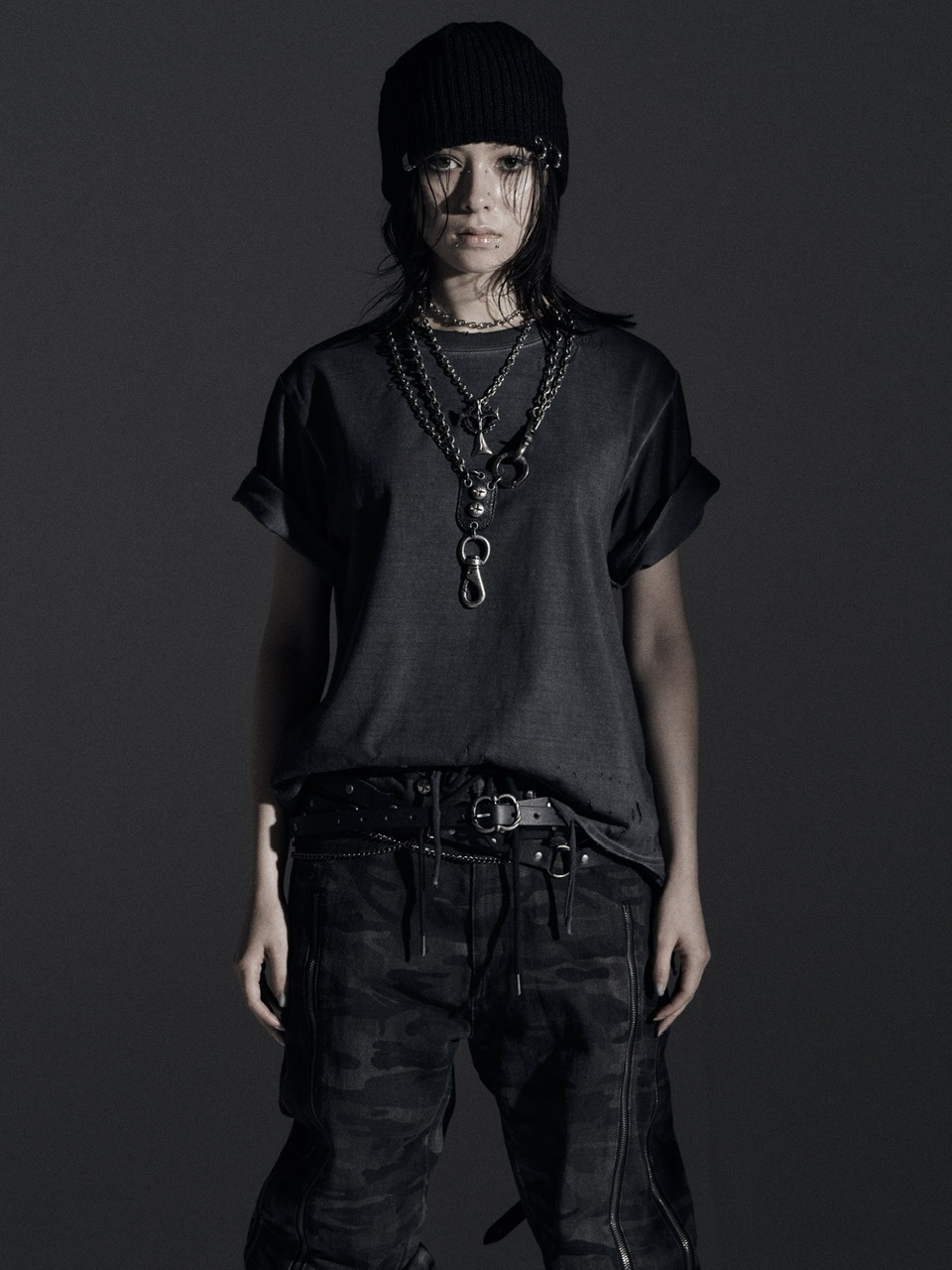 Rosen Kreuz】BOXY FIT LAYERED DAMAGE TEE | OUR BRAND,Rosen