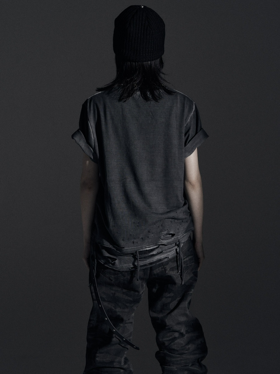 Rosen Kreuz】BOXY FIT LAYERED DAMAGE TEE | OUR BRAND,Rosen