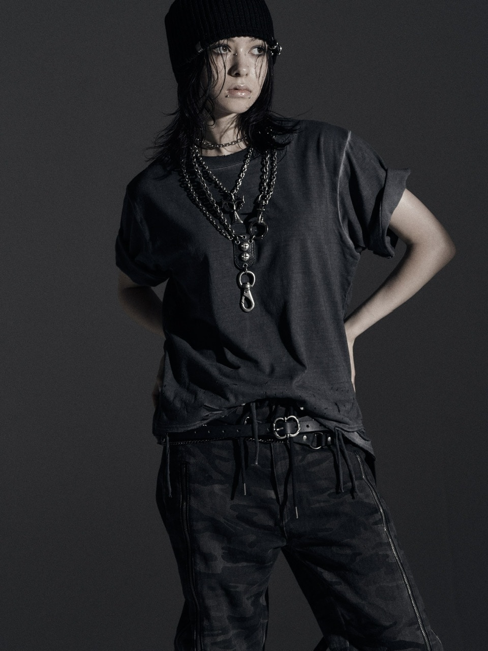 【Rosen Kreuz】BOXY FIT LAYERED DAMAGE TEE