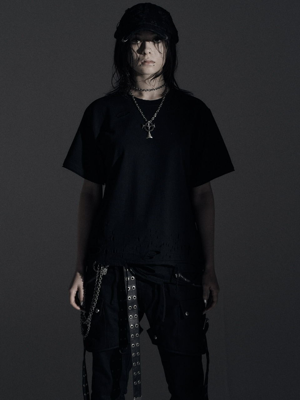 【Rosen Kreuz】BOXY FIT LAYERED DAMAGE TEE