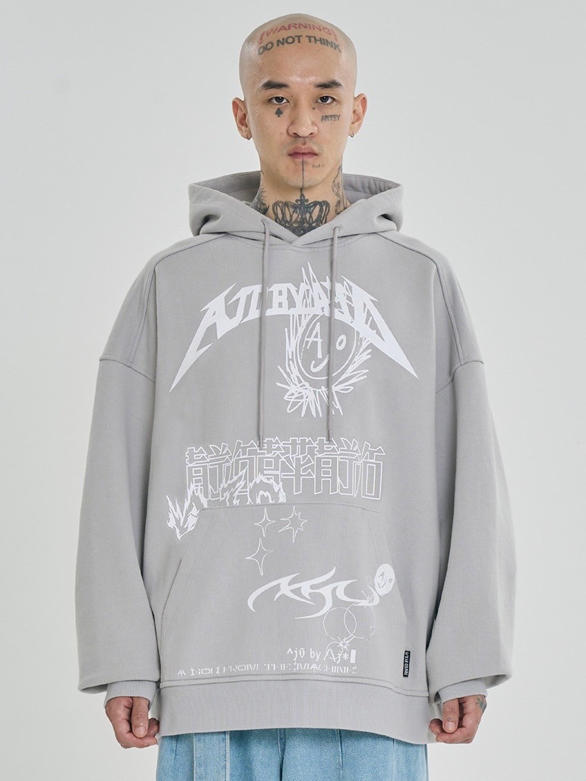 【AJO AJOBYAJO】23FW★ [PBA] AJOLICA Collage Hoodie PBA] AJOLICA Collage Hoodie [CHARCOAL] - AJOBYAJO