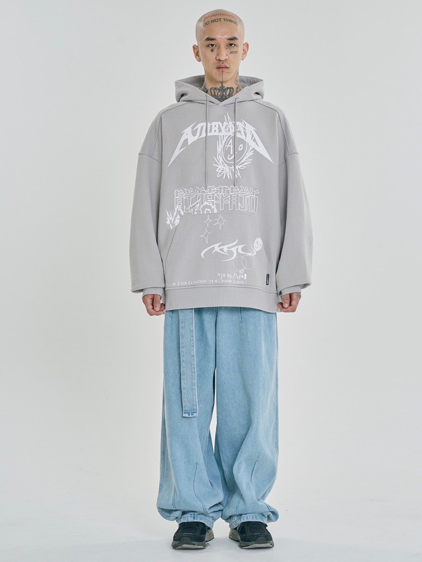 【AJO AJOBYAJO】22SS★ AJOLICA Oversized Sweatshirt セール】【AJOBYAJO】Oversized (19) Slogan Wool Knit Zip-Up