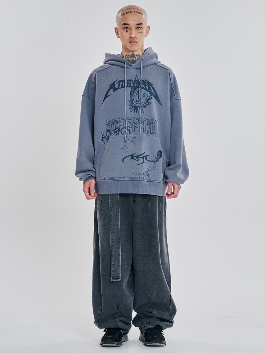 【AJO AJOBYAJO】23FW★ [PBA] AJOLICA Collage Hoodie PBA] AJOLICA Collage Hoodie [CHARCOAL] - AJOBYAJO