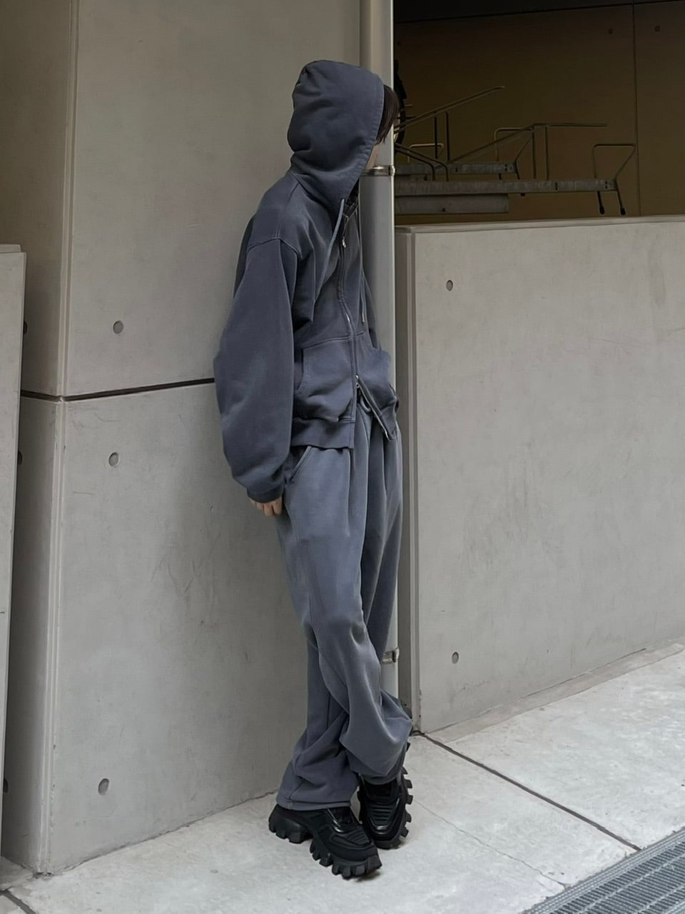 受注制【Chikashitsu +】unisex pigment wash string sweat pants (4color)