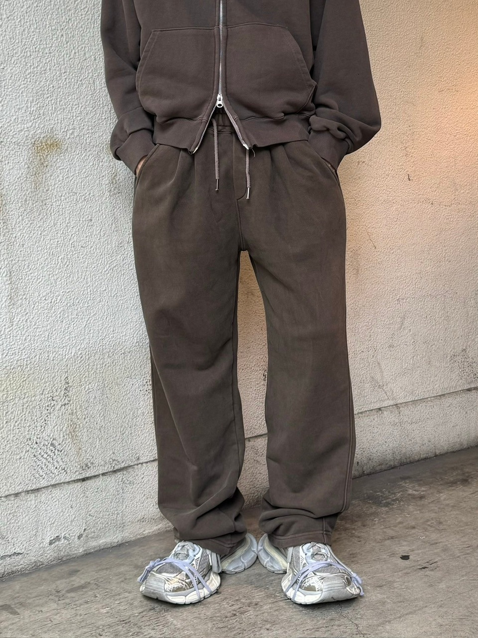 受注制【Chikashitsu +】unisex pigment wash string sweat pants (4color)