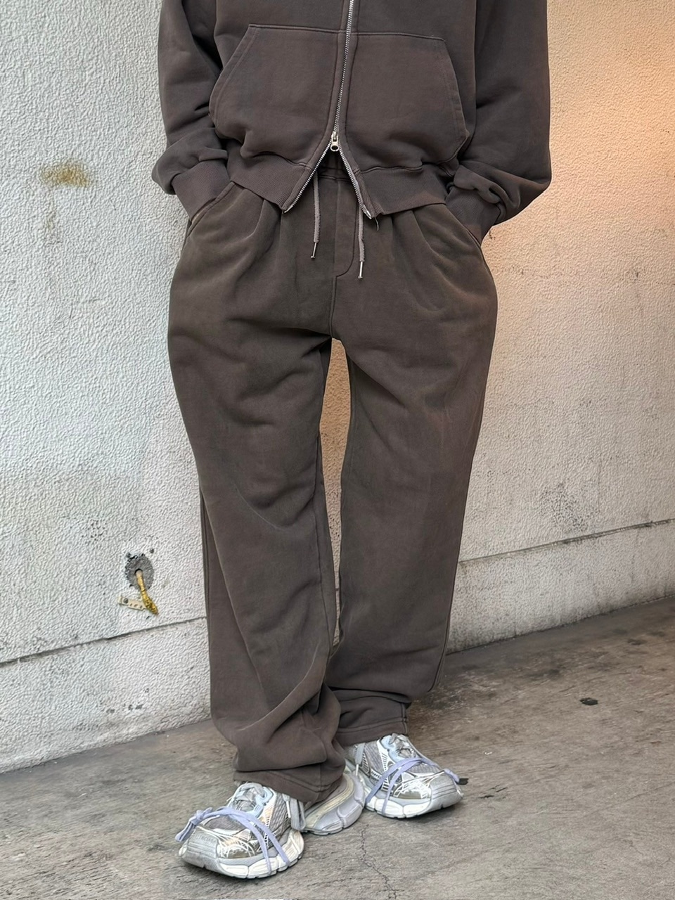 受注制【Chikashitsu +】unisex pigment wash string sweat pants (4color)