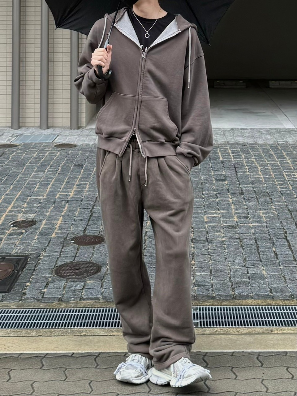 受注制【Chikashitsu +】unisex pigment wash string sweat pants (4color)