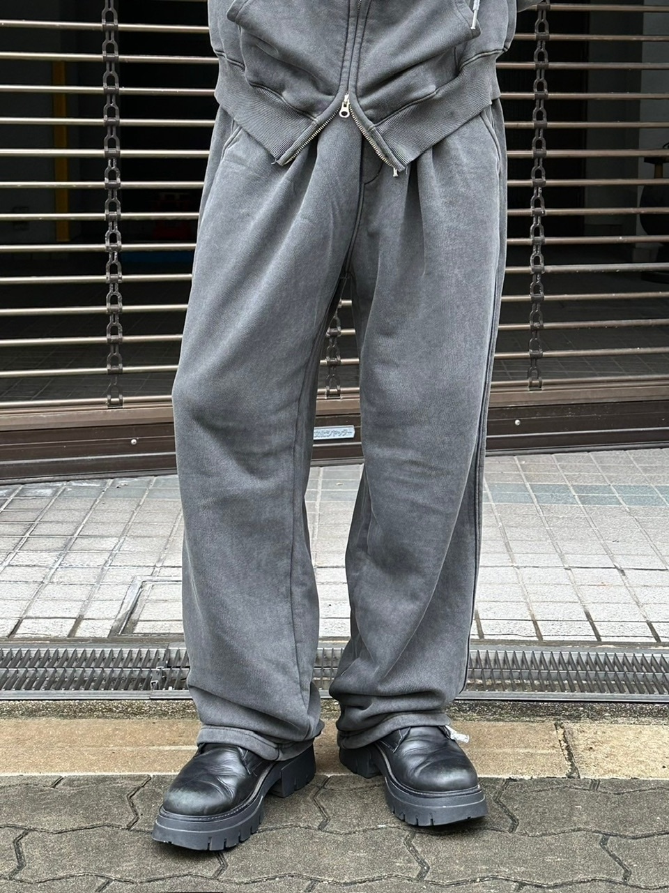 受注制【Chikashitsu +】unisex pigment wash string sweat pants (4color)
