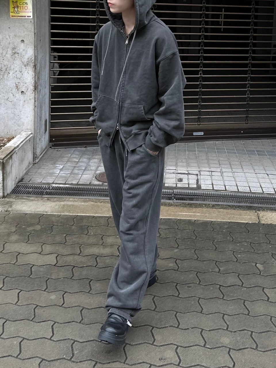 受注制【Chikashitsu +】unisex pigment wash string sweat pants (4color)