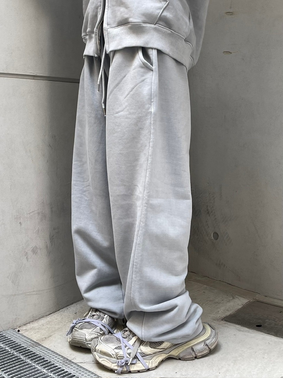 受注制【Chikashitsu +】unisex pigment wash string sweat pants (4color)