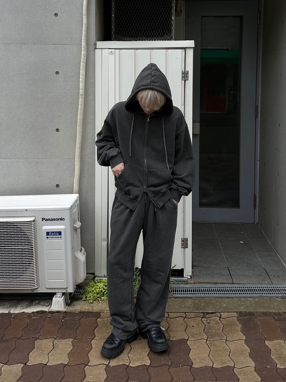 受注制【Chikashitsu +】unisex pigment wash string sweat pants (4color)