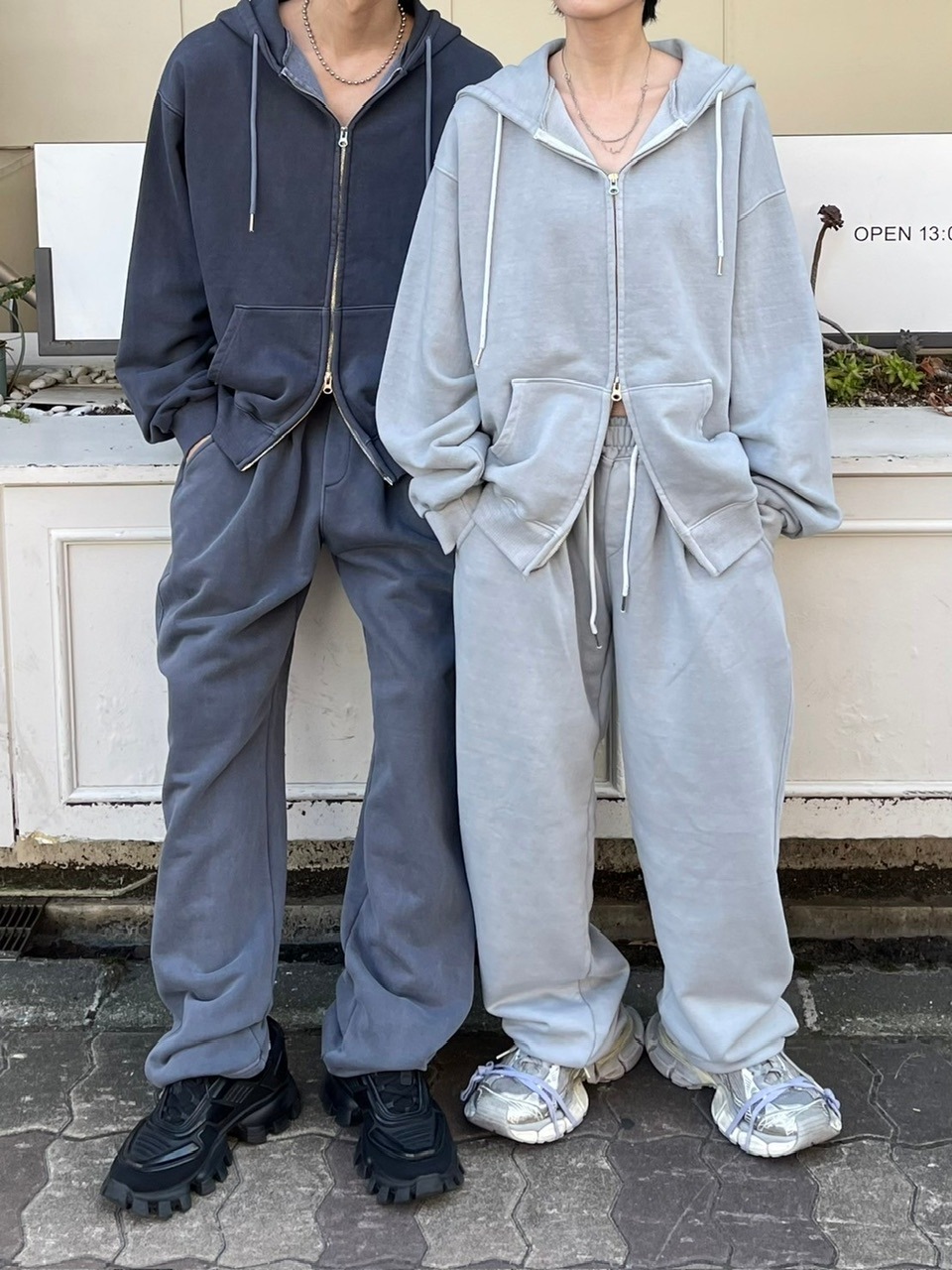 受注制【Chikashitsu +】unisex pigment wash string sweat pants (4color)