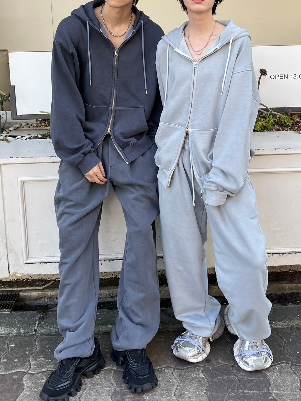 受注制【Chikashitsu +】unisex pigment wash string sweat pants (4color)