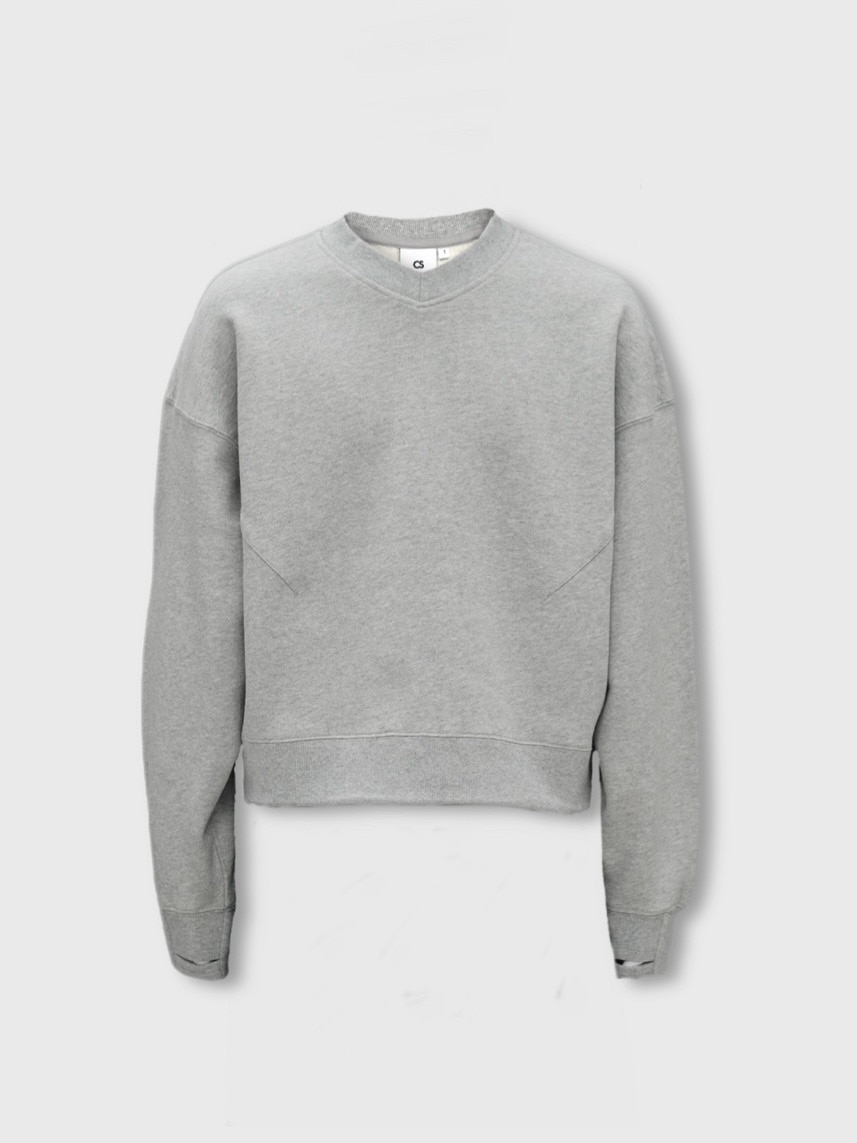 CS】cropped vneck sweat shirt (gray) | OUR BRAND,Chikashitsu +,CS