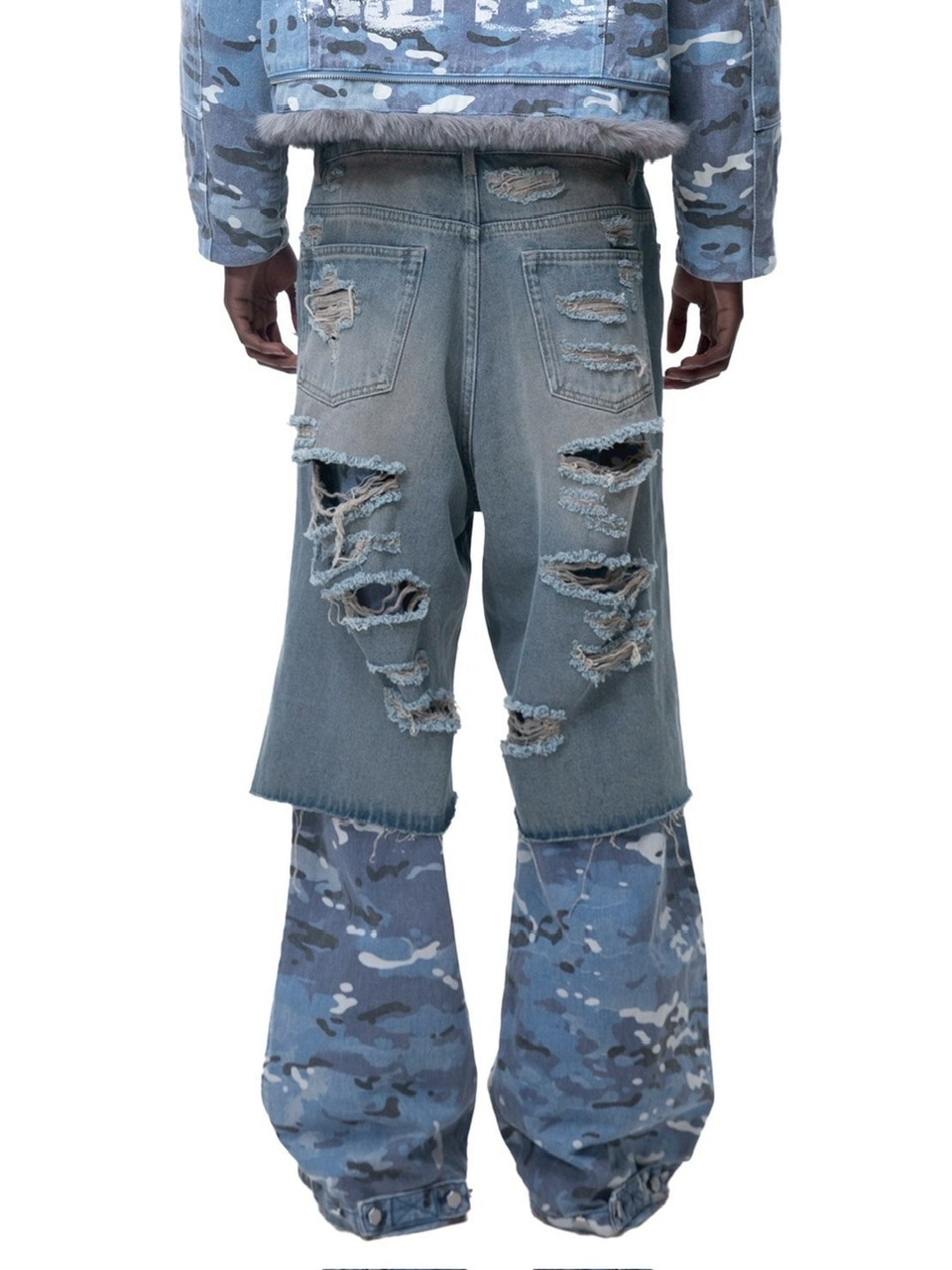 The Boy Has No Patience】DESTRUCTION DENIM BLUE CAMOUFLAGE